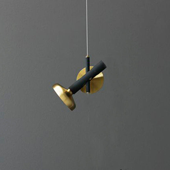 Modern Brass Bedside Pendant With Torch Metal Shade And Down Lighting