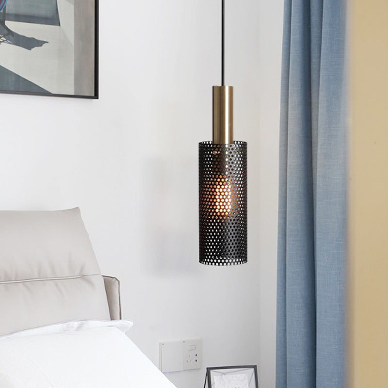 Cylinder Metal Pendant Light With Hollow-Out Design For Dining Room - Simplicity Suspension Lighting