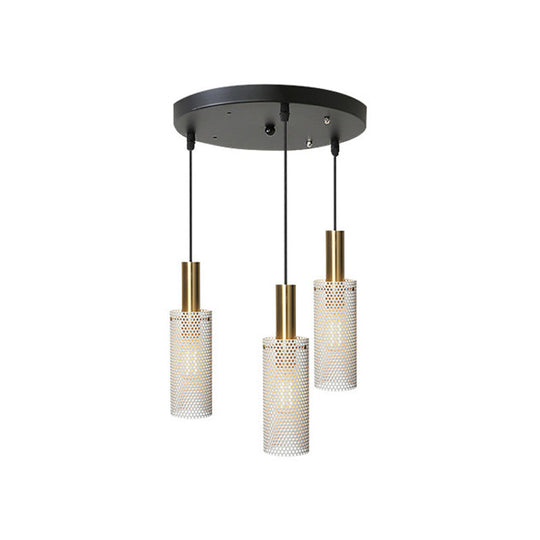 Cylinder Metal Pendant Light With Hollow-Out Design For Dining Room - Simplicity Suspension Lighting