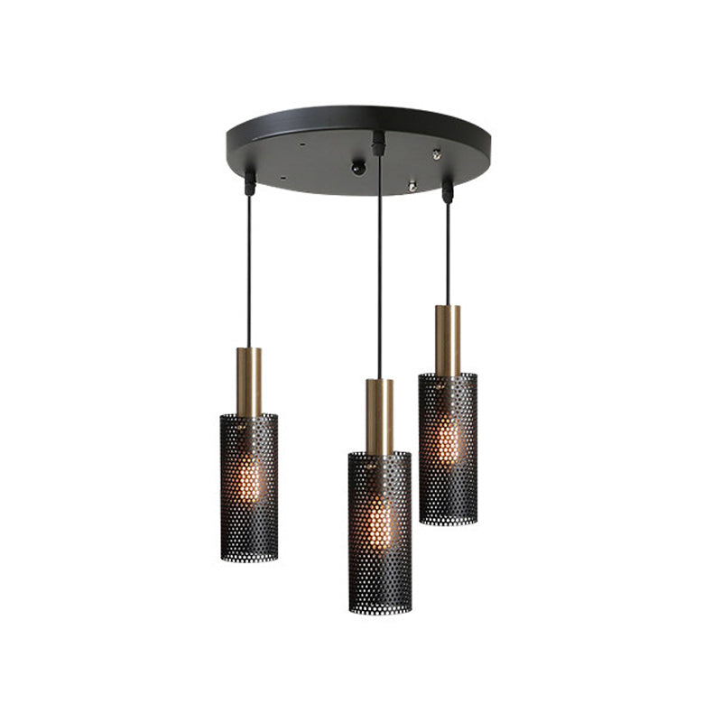 Cylinder Metal Pendant Light With Hollow-Out Design For Dining Room - Simplicity Suspension Lighting