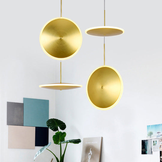 Modern LED Brass Bedside Light with Aluminum Shade