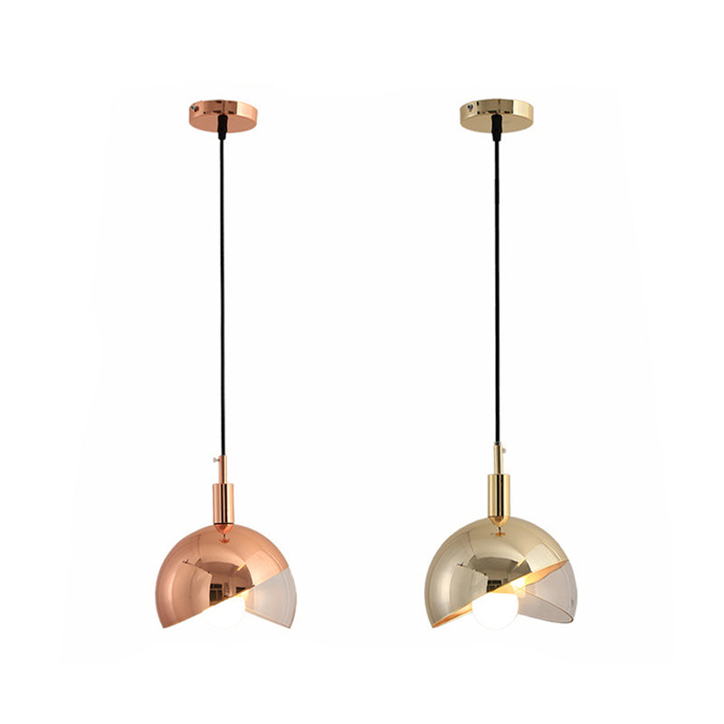 Sleek Hemisphere Metal Pendant Lamp: Simplicity In 1 Head Hanging Ceiling Light For Dining Room