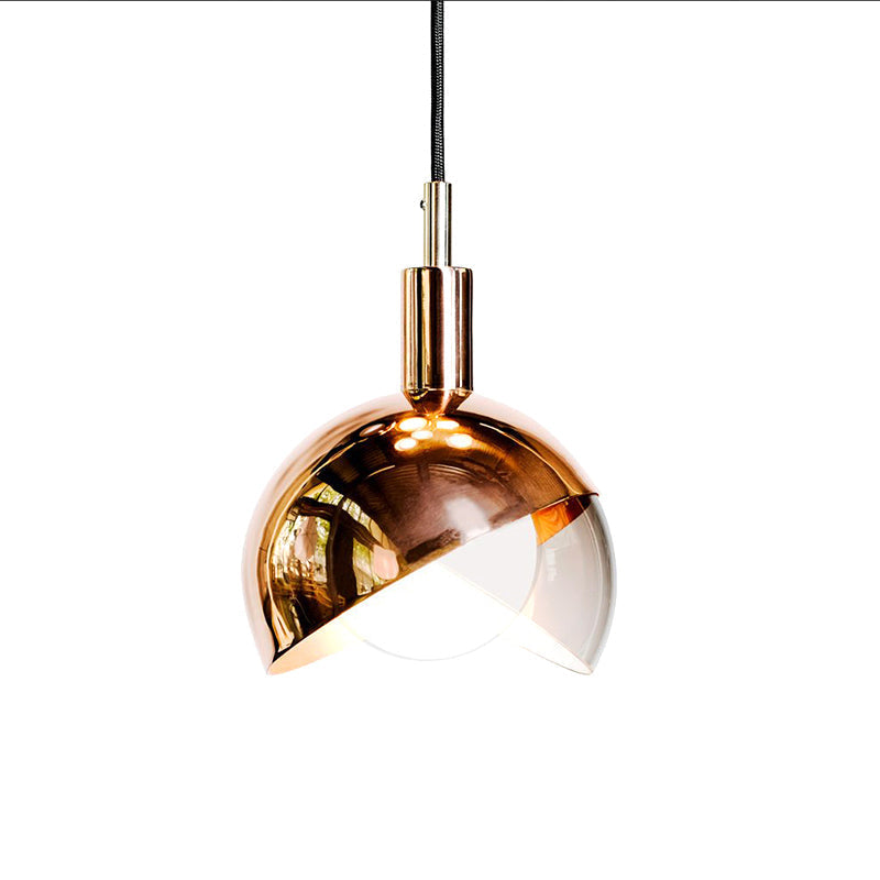Minimalist Metal Dual-Dome Pendant Light with Clear Glass Shade
