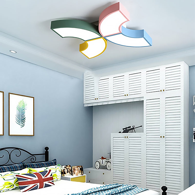 Macaron Half-Ring Flush Mount LED Ceiling Light for Children's Room - Warm/White Light