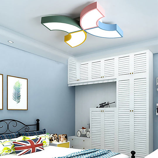 Macaron Half-Ring Flush Mount LED Ceiling Light for Children's Room - Warm/White Light