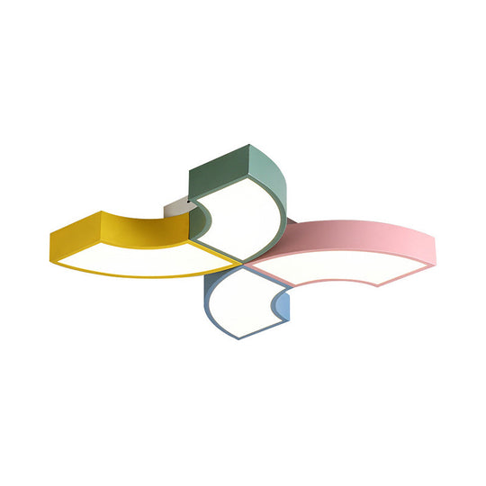 Macaron Half-Ring Flush Mount LED Ceiling Light for Children's Room - Warm/White Light