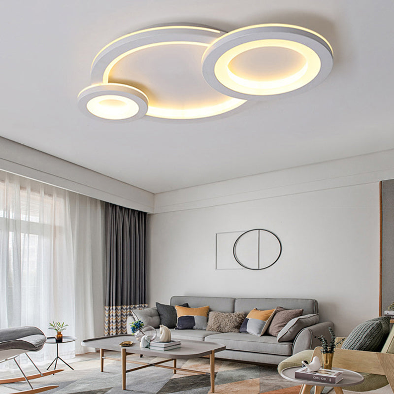 Modern White Ring and Oval LED Ceiling Light for Adult and Child Room