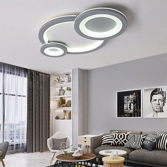 Modern White Ring and Oval LED Ceiling Light for Adult and Child Room