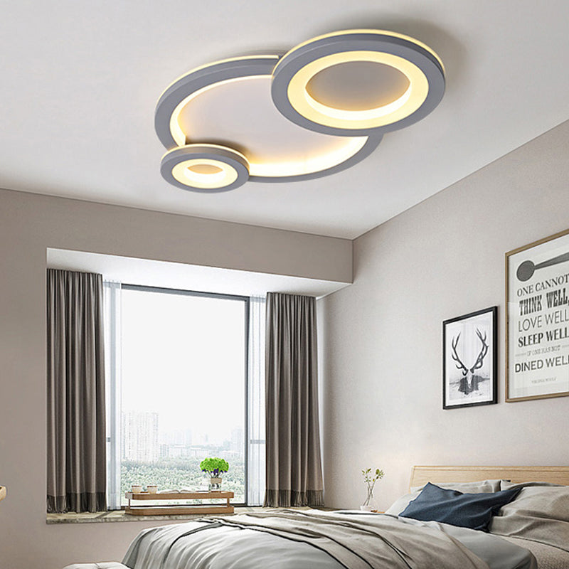 Modern White Ring and Oval LED Ceiling Light for Adult and Child Room