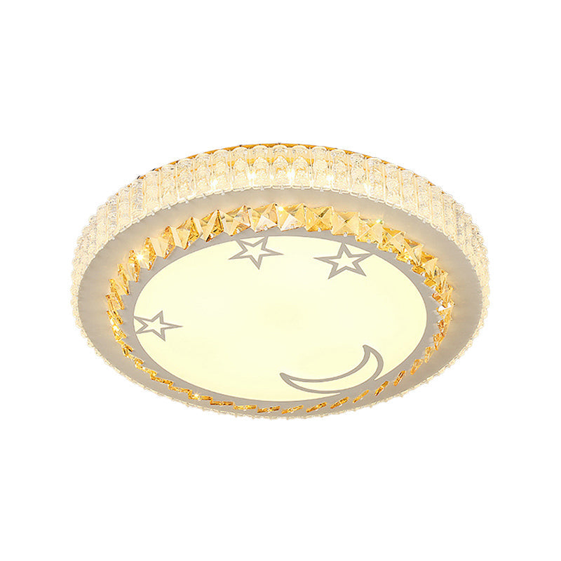 Modern Circular Flushmount LED Ceiling Light with Clear Crystal and Fun Patterns – Ideal for Bedroom