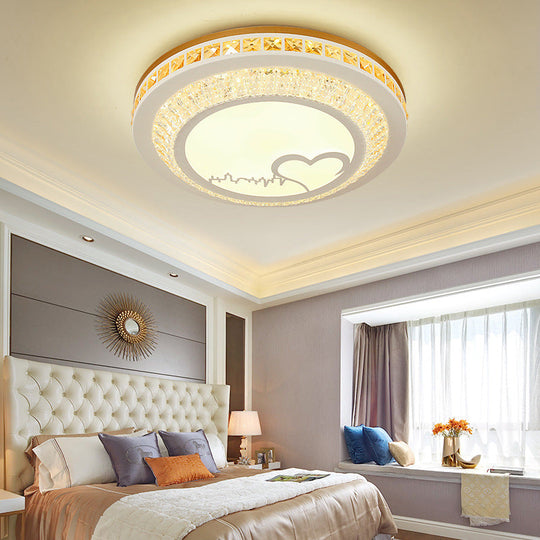 Modern Circular Flushmount LED Ceiling Light with Clear Crystal and Fun Patterns – Ideal for Bedroom