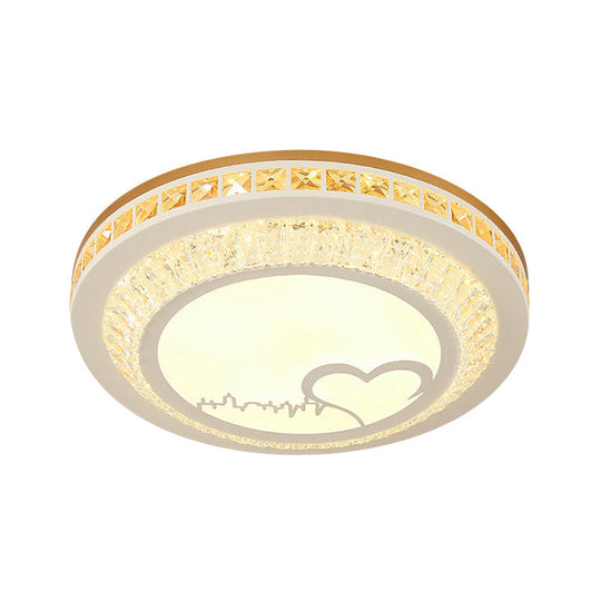 Modern Circular Flushmount LED Ceiling Light with Clear Crystal and Fun Patterns – Ideal for Bedroom