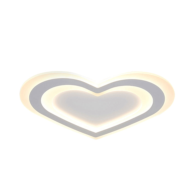 LED Heart Flush Mount Ceiling Light for Baby Game Room - Modern and Simple Design in White Acrylic