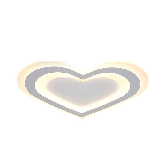 LED Heart Flush Mount Ceiling Light for Baby Game Room - Modern and Simple Design in White Acrylic