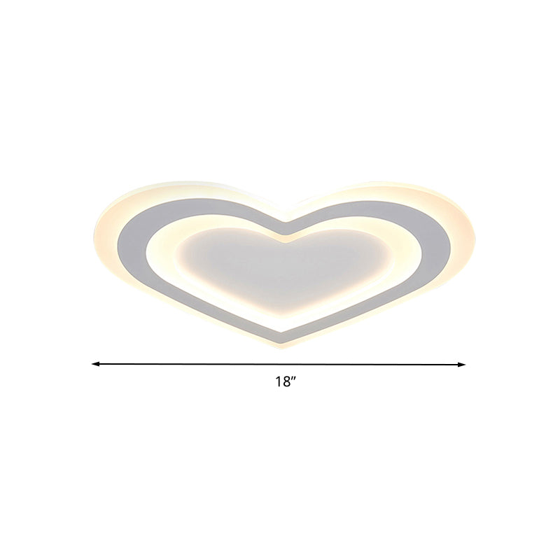 LED Heart Flush Mount Ceiling Light for Baby Game Room - Modern and Simple Design in White Acrylic