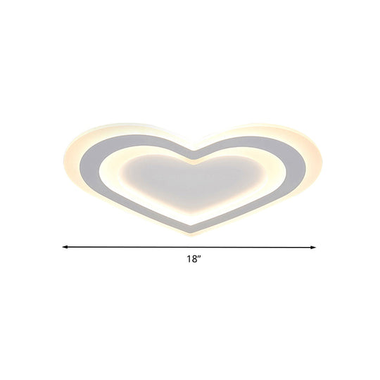LED Heart Flush Mount Ceiling Light for Baby Game Room - Modern and Simple Design in White Acrylic