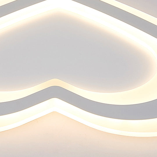 LED Heart Flush Mount Ceiling Light for Baby Game Room - Modern and Simple Design in White Acrylic