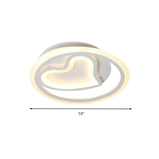 Contemporary Heart-Shaped LED Flush Mount Light for Cafe and Bedroom