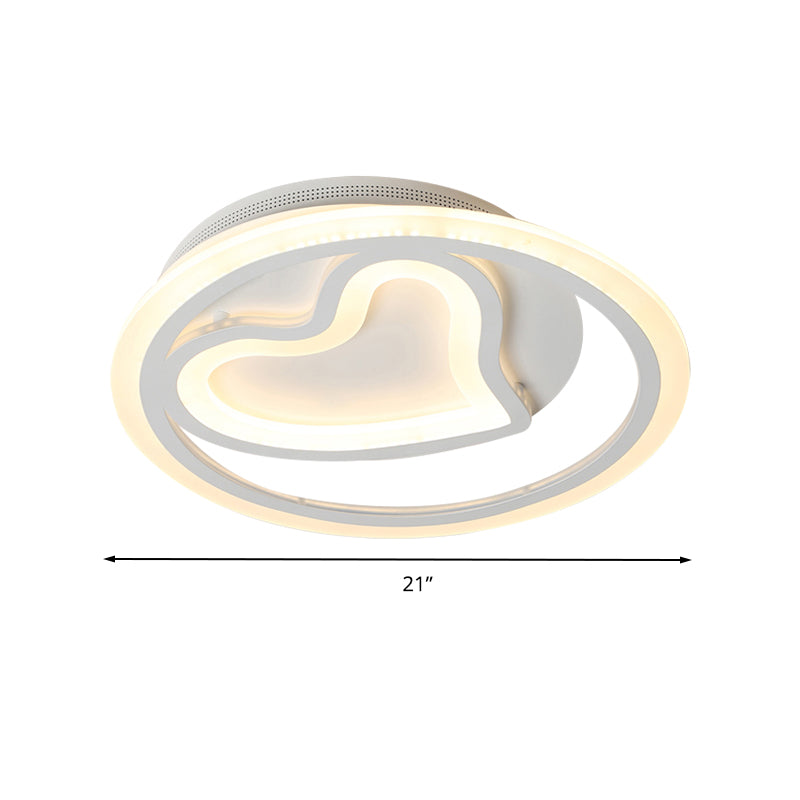 Contemporary Heart-Shaped LED Flush Mount Light for Cafe and Bedroom