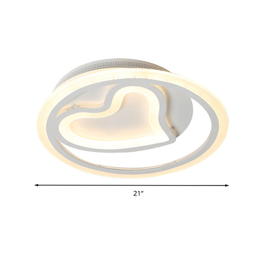 Contemporary Heart-Shaped LED Flush Mount Light for Cafe and Bedroom