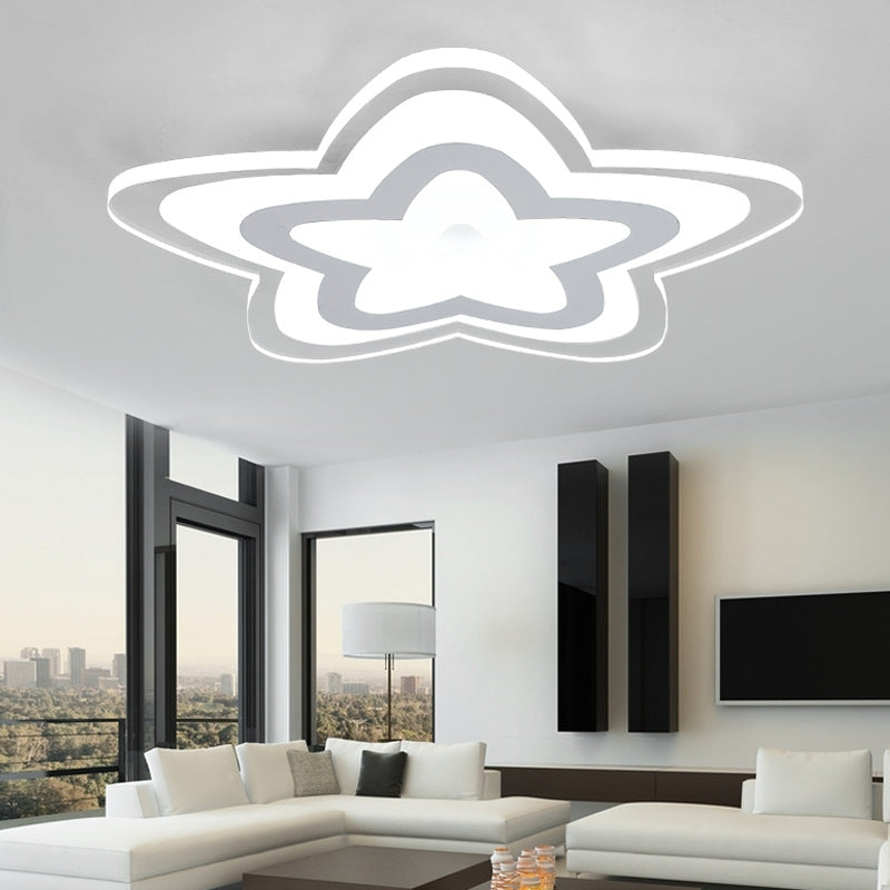 Contemporary Star Slim Led Ceiling Mount Light In White - Perfect For Game Room! / 14