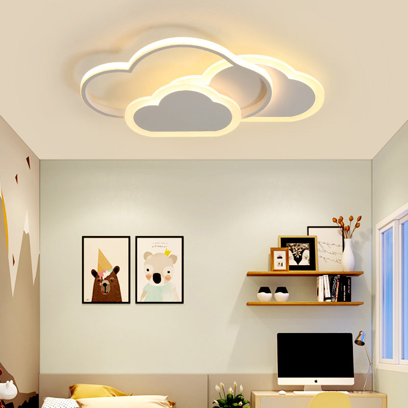 Pink Cloud LED Flush Light for Girls' Bedroom Ceiling - Cute Acrylic Cartoon Design