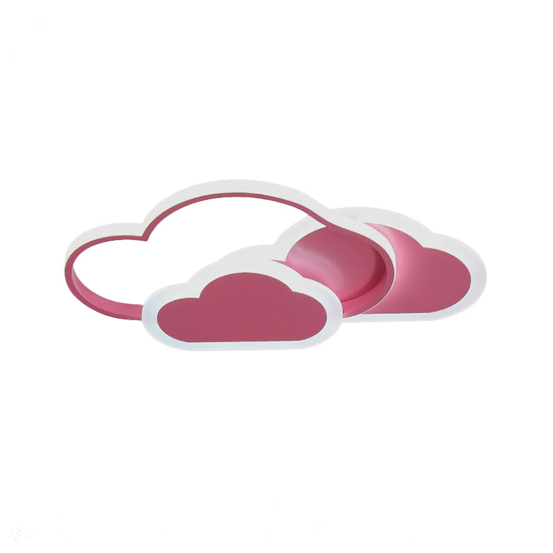 Pink Cloud LED Flush Light for Girls' Bedroom Ceiling - Cute Acrylic Cartoon Design