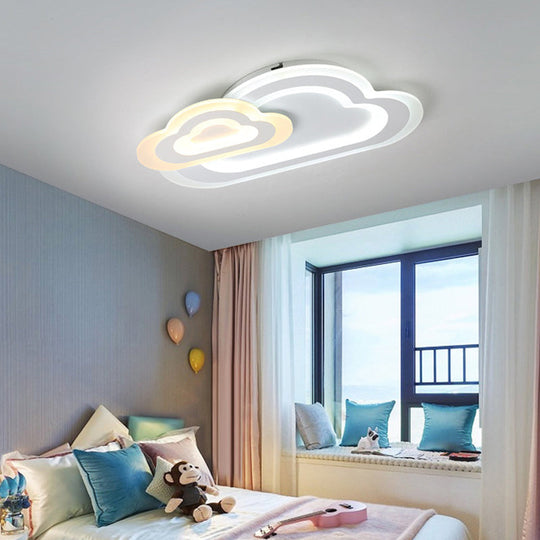 Sleek Cloud Ceiling Light: Acrylic White LED Mount for Baby Room