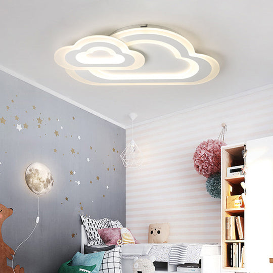 Sleek Cloud Ceiling Light: Acrylic White LED Mount for Baby Room