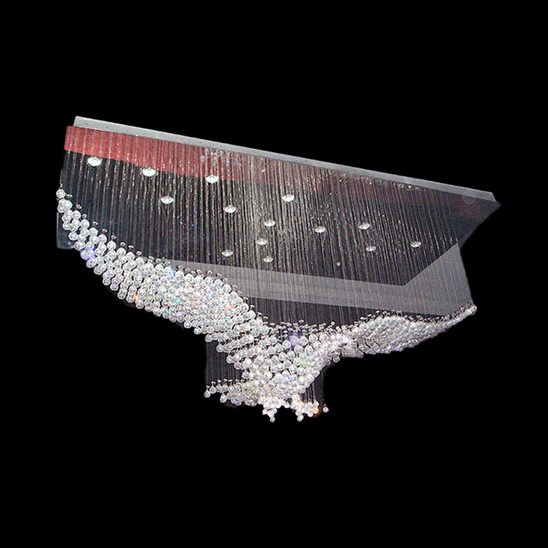 Modern Flush Mount Stainless Steel Crystal Bird Ceiling Light - 11/14 Heads