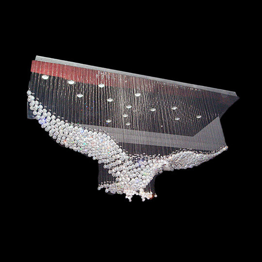 Modern Flush Mount Stainless Steel Crystal Bird Ceiling Light - 11/14 Heads