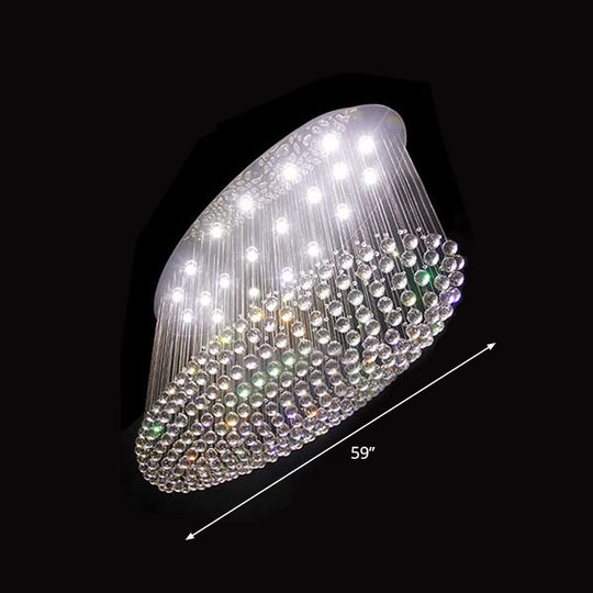 Modern Stainless Steel Flushmount With 20 Crystal Heads - Perfect For Living Room