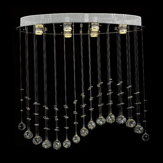 Contemporary Crystal Wavy Flushmount Lighting - 6-Head Living Room Ceiling Flush Light (Small/Large)