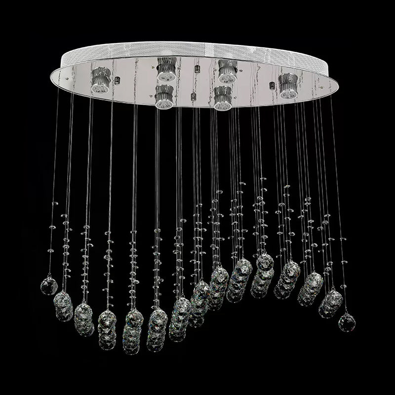 Contemporary Crystal Wavy Flushmount Lighting - 6-Head Living Room Ceiling Flush Light (Small/Large)