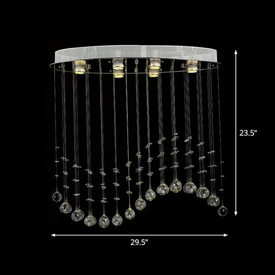 Contemporary Crystal Wavy Flushmount Lighting - 6-Head Living Room Ceiling Flush Light (Small/Large)
