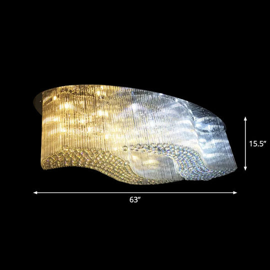 Plafonnier encastré moderne en acier inoxydable à volutes de cristal - Luminaire encastré à LED pour hôtels (petit/moyen/grand)