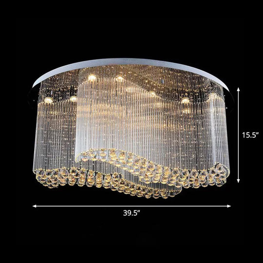 Plafonnier encastré moderne en acier inoxydable à volutes de cristal - Luminaire encastré à LED pour hôtels (petit/moyen/grand)