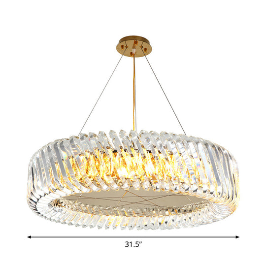 Minimalist K9 Crystal Chandelier Pendant Light Fixture - Available In 4/8/12 Lights Gold