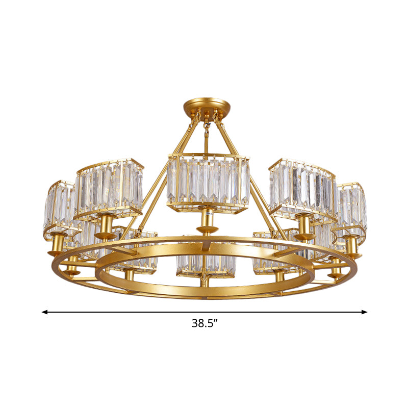 Modern Gold Crystal Prism Chandelier Pendant Light - 6/8/10 Bulb Dining Room Hanging Lamp