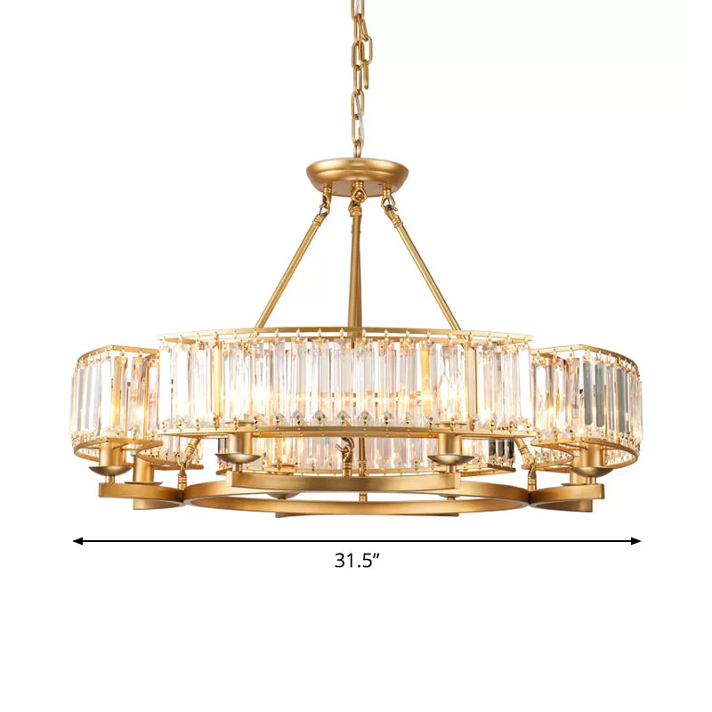 Modern Gold Crystal Prism Chandelier Pendant Light - 6/8/10 Bulb Dining Room Hanging Lamp