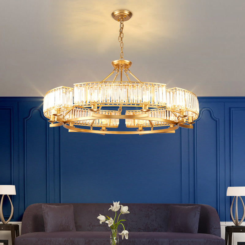 Modern Gold Crystal Prism Chandelier Pendant Light - 6/8/10 Bulb Dining Room Hanging Lamp