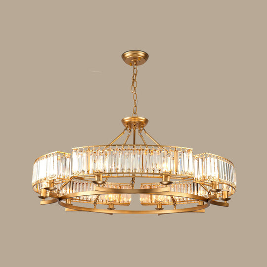 Modern Gold Crystal Prism Chandelier Pendant Light - 6/8/10 Bulb Dining Room Hanging Lamp