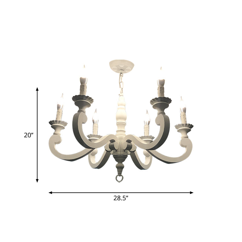 Rustic White Chandelier Pendant Light For Living Room - Elegant Wood Design