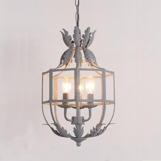 Classic 3-Head Chandelier Pendant Lamp With Metal Wire Cage Shade Ideal For Living Room Lighting
