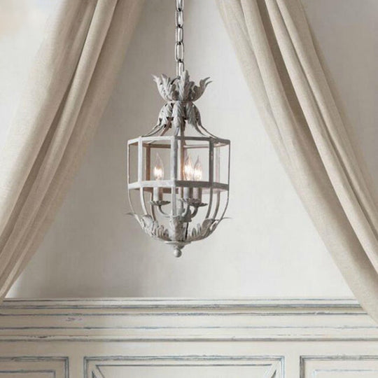 Classic 3-Head Chandelier Pendant Lamp With Metal Wire Cage Shade Ideal For Living Room Lighting