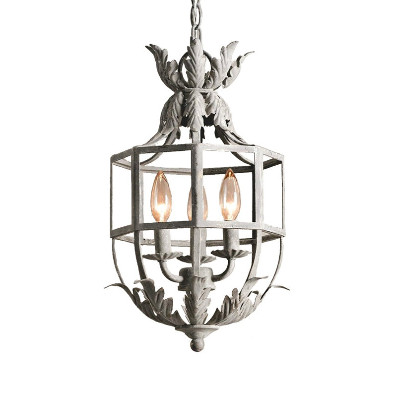 Classic 3-Head Chandelier Pendant Lamp With Metal Wire Cage Shade Ideal For Living Room Lighting