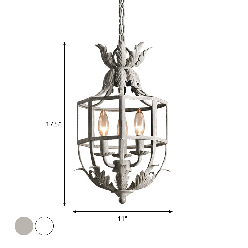 Classic 3-Head Chandelier Pendant Lamp With Metal Wire Cage Shade Ideal For Living Room Lighting