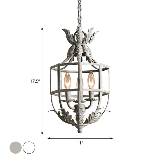 Classic 3-Head Chandelier Pendant Lamp With Metal Wire Cage Shade Ideal For Living Room Lighting