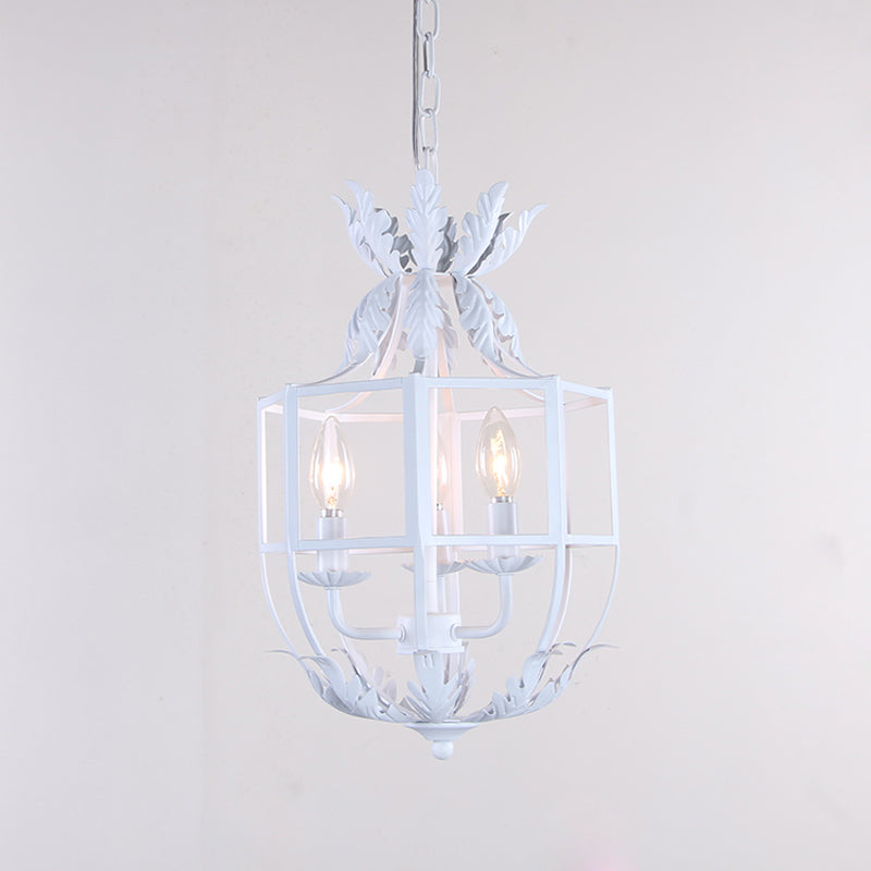 Classic 3-Head Chandelier Pendant Lamp With Metal Wire Cage Shade Ideal For Living Room Lighting