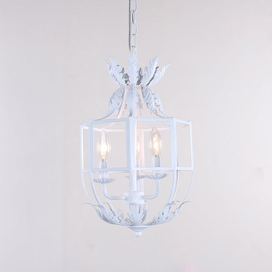Classic 3-Head Chandelier Pendant Lamp With Metal Wire Cage Shade Ideal For Living Room Lighting